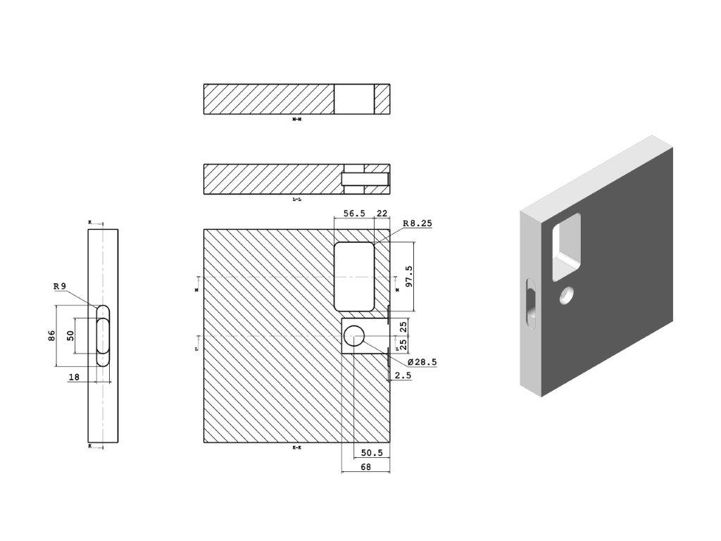 Maniglia Incasso Rettangolare Porta Scorrevole/Battente modello Duplex Mini Senza Foro Chiave Placchetta Copripresa varie finiture  Saletta - immagine 5